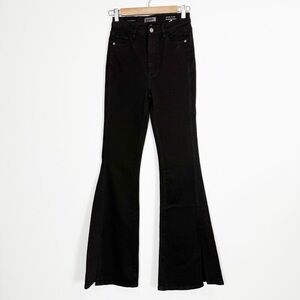 DL1961 High Rise InstaSculpt Rachel Flare Jeans Womens 24 Black Split Leg NWOT